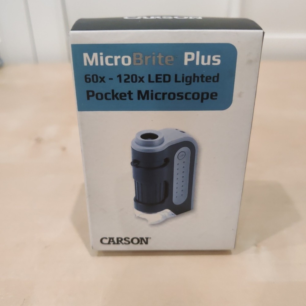 Carson MicroBrite Plus 60x-120x Accurate LED Lighted Pocket Microscope, Portable